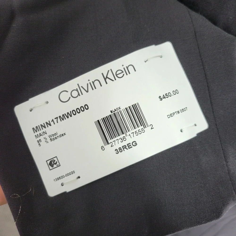 Calvin Klein Men's Tuxedo Jacket MAIN Two Button Black Wool Blend‎ 38R NEW